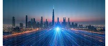 Dubai skyline and network connectivity